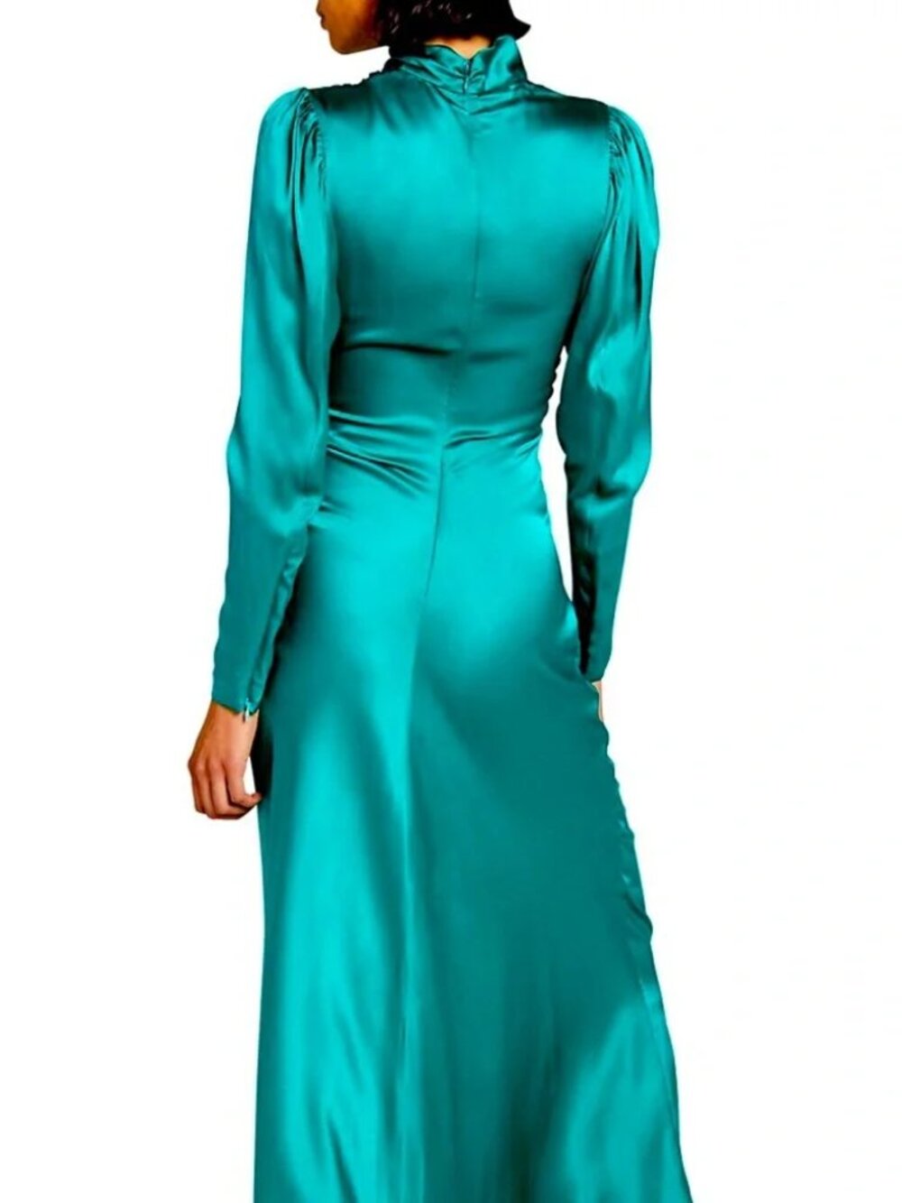 A.L.C. Teal Satin Ruched Maxi Dress — Size 4